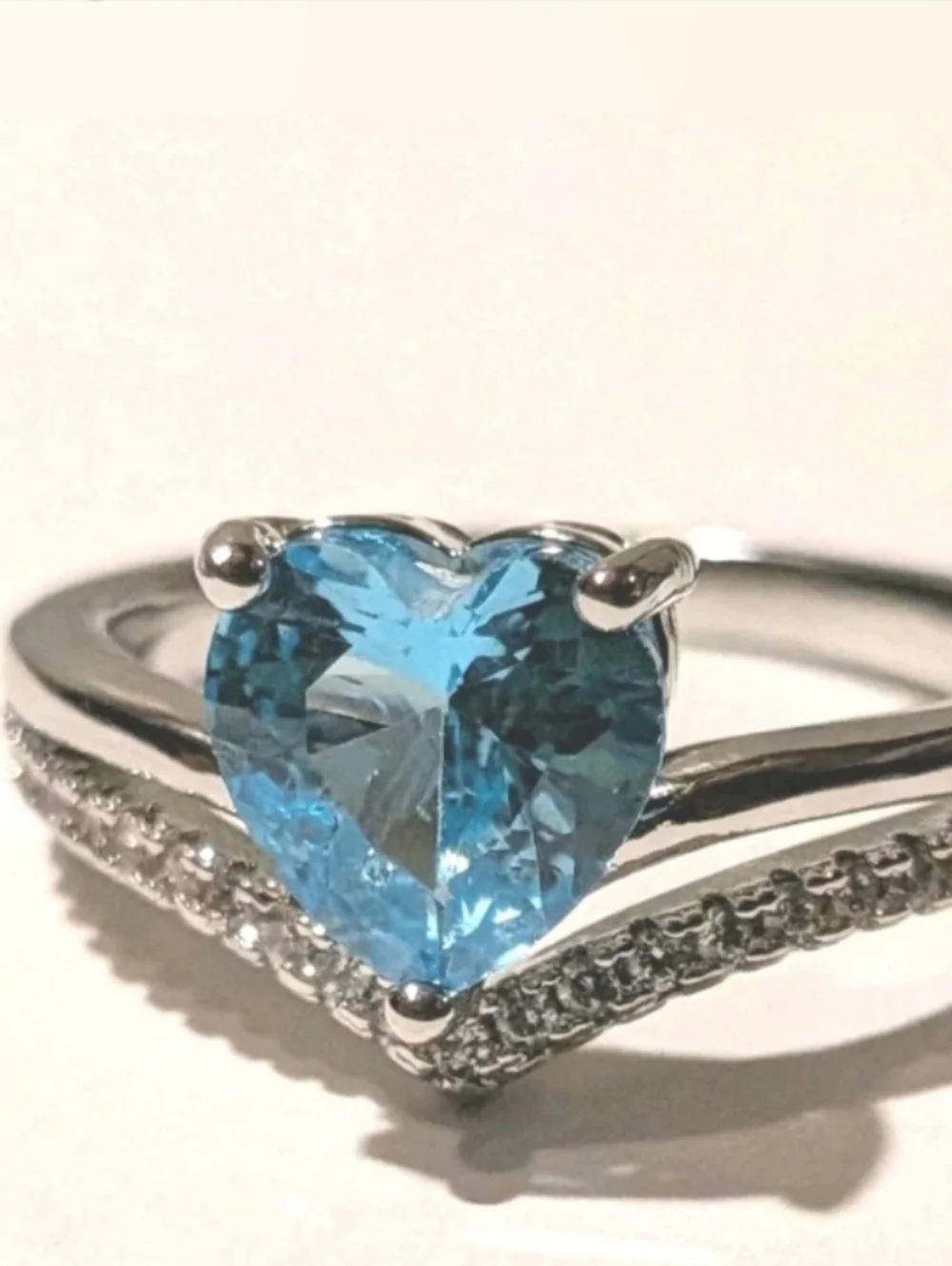 Lab-Created Blue Topaz 3ct Heart Cut Women's Engagement Ring White Gold Plated